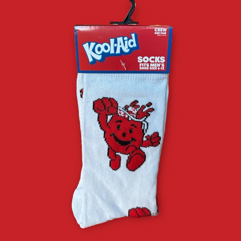 Kool-Aid White and Red Crew Socks NWT